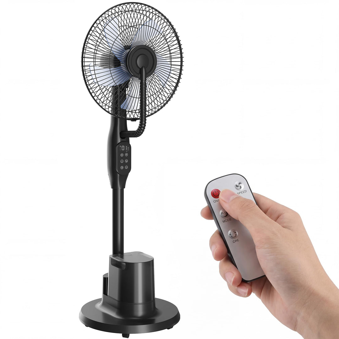 HOMCOM Ventilator mit Wasserkühlung, Luftbefeuchter leise, Neigbar Standventilator inkl. Sprühnebel,