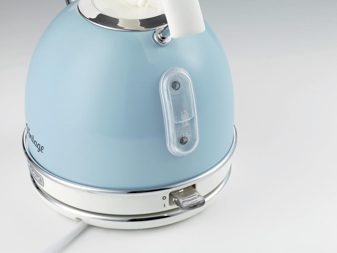 Ariete 156/05-blue Vintage 4-Schlitz-Toaster, lackierter Edelstahl, Blau & 2877 Kabelloser Wasserkoc