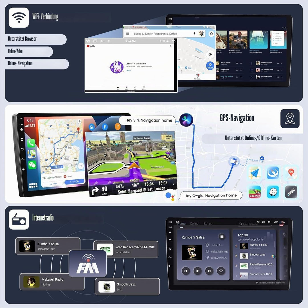 SIXWIN 8-core 4+64G Android 15 Autoradio für BMW X3 E83 (2004-2012) mit Carplay Android Auto, 9&