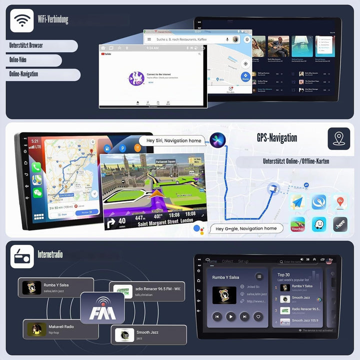 SIXWIN 8-core 4+64G Android 15 Autoradio für BMW X3 E83 (2004-2012) mit Carplay Android Auto, 9&