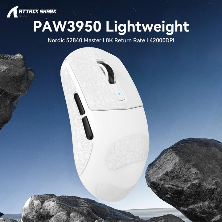 MAMBASNAKE x ATTACK SHARK R6 39g SUPERLIGHT Mouse with Grip Tape, PixArt PAW3950MAX Gaming Sensor, W