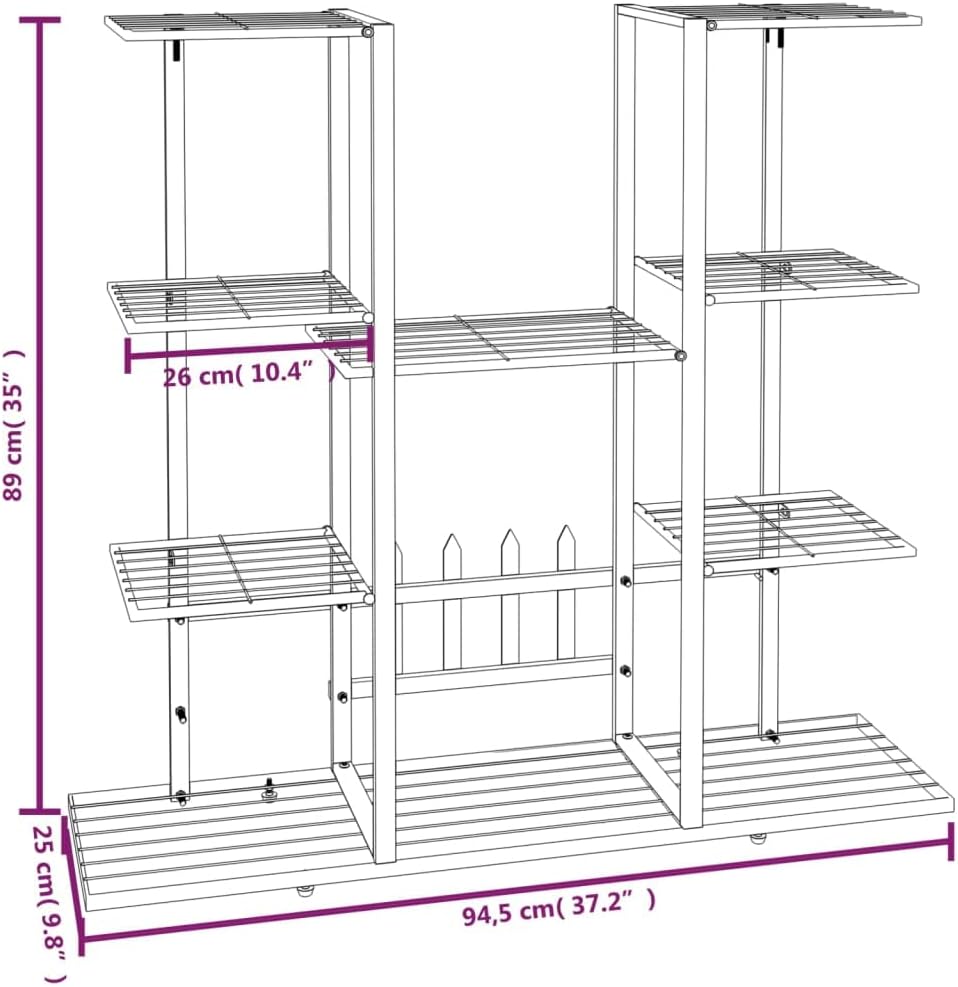 puraday 94,5x25x89 cm Blumenständer Metall Blumenständer Balkon Blumenständer Draussen Blumenregal O