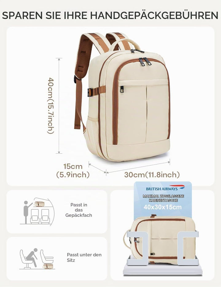 BAGZY 40x30x15cm Handgepäck Rucksack für British Airways jet2 Air France Reiserucksack Flugzeug 14 Z