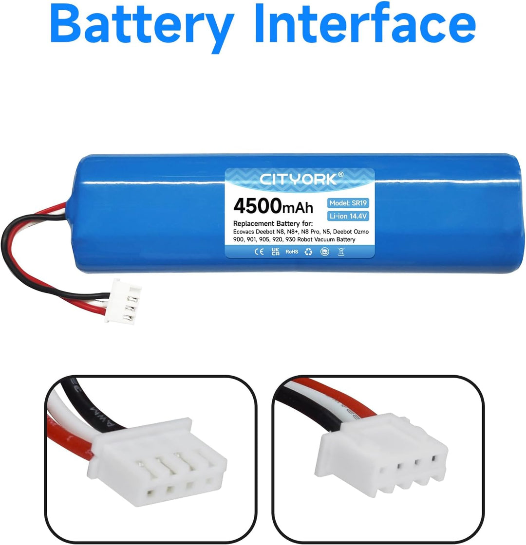 CITYORK 4500mAh 14,4 V Li-ion Ersatz Akku für Ecovacs Deebot N8, N8+, N8 Pro, N8 Pro+, N5 Home, Akku