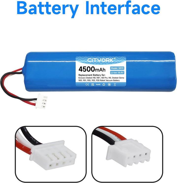 CITYORK 4500mAh 14,4 V Li-ion Ersatz Akku für Ecovacs Deebot N8, N8+, N8 Pro, N8 Pro+, N5 Home, Akku