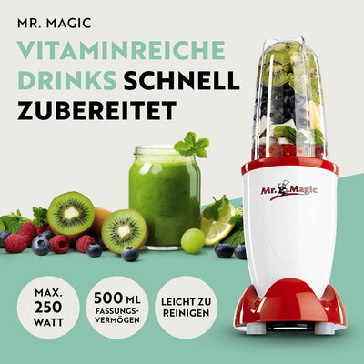 GOURMETmaxx Mr. Magic Smoothie Maker inkl. Frischhaltedeckel | Standmixer mit 8 Funktionen, inkl. To