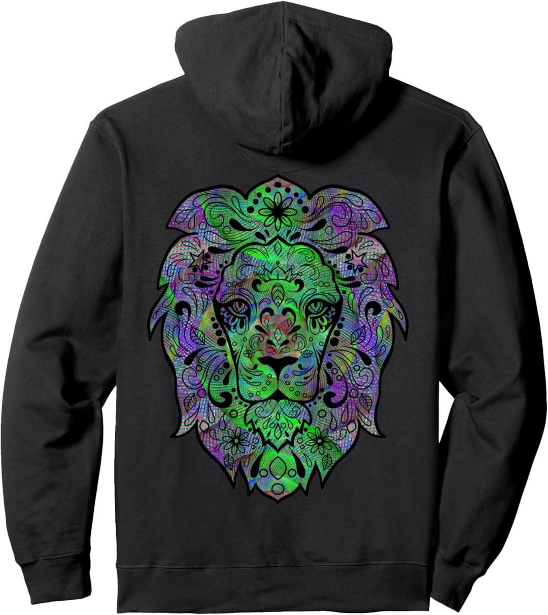 Psychedelic Lion Gift Trippy Colorful Psychedelic Clothing Pullover Hoodie