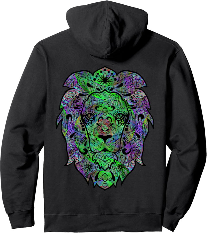 Psychedelic Lion Gift Trippy Colorful Psychedelic Clothing Pullover Hoodie