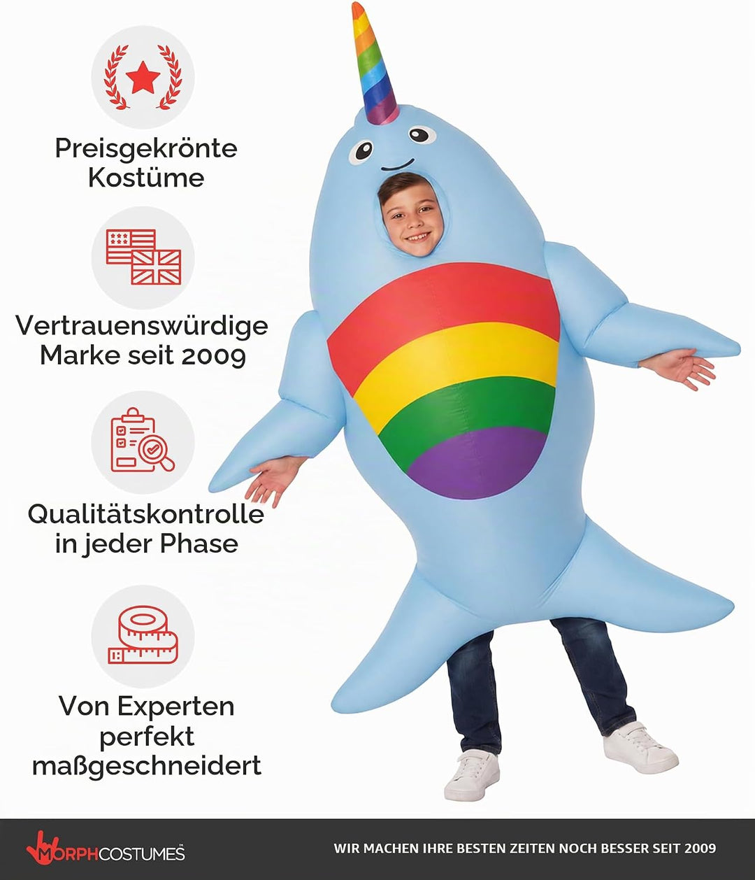 Morph Aufblasbarer Narwal Kostüm Für Kinder, Wal Kostüm, Aufblasbares Hai Kostüm, Hai Kostüm Kinder,