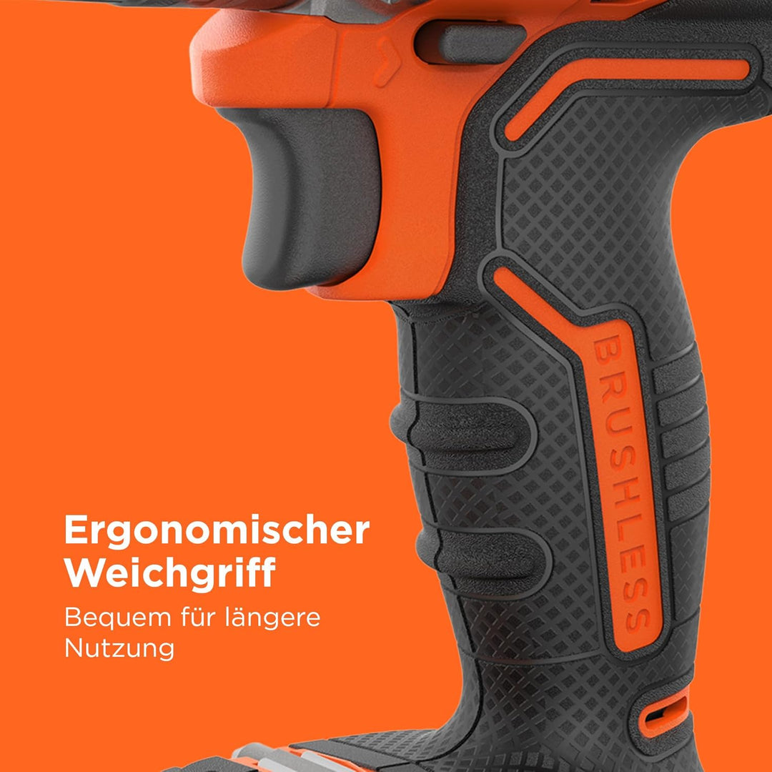 BLACK+DECKER Akku-Bohrhammer mit 18 V und bürstenlosem 2-Gang-Antrieb, 28.000 1/min, 52 Nm Drehmomen