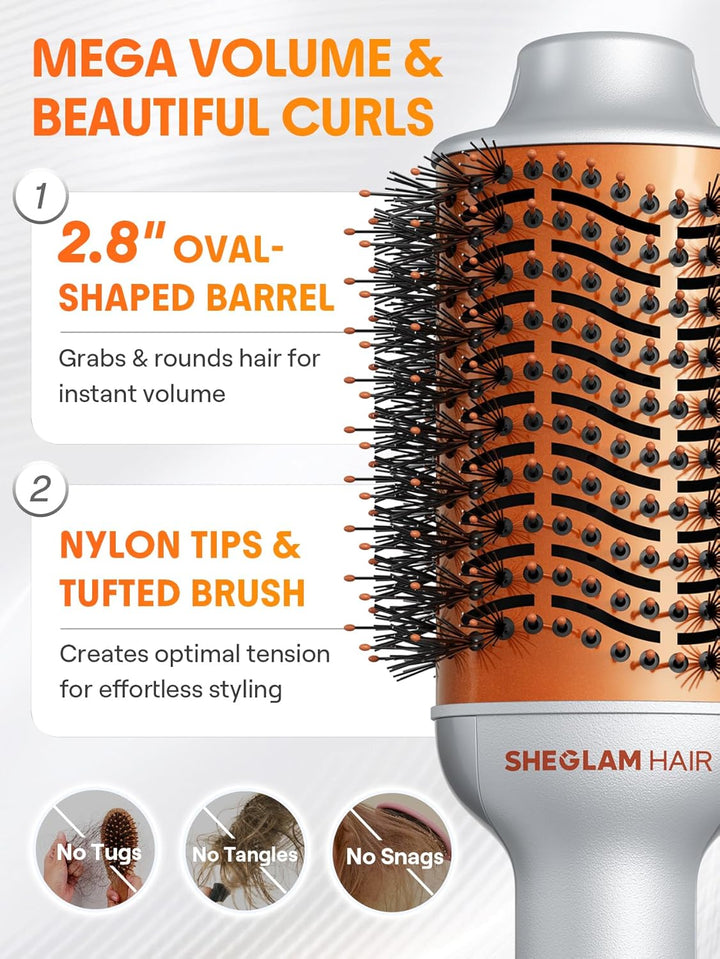SHEGLAM Blowout Bliss Heissluftbürste 4 in 1 zum Trocknen Glätten Locken und Volumisieren mit Pflege