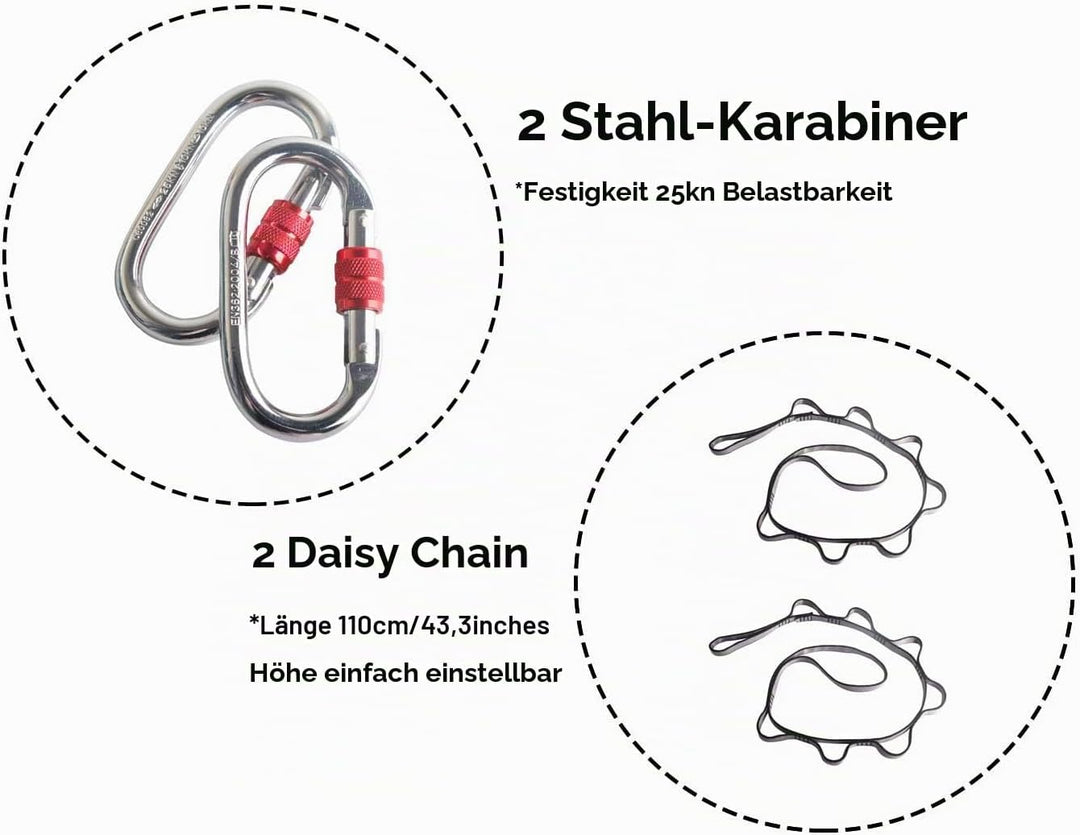 aerial yogatuch 5m with Extension Straps, and Carabiners Nur für Erwachsene(5M), C