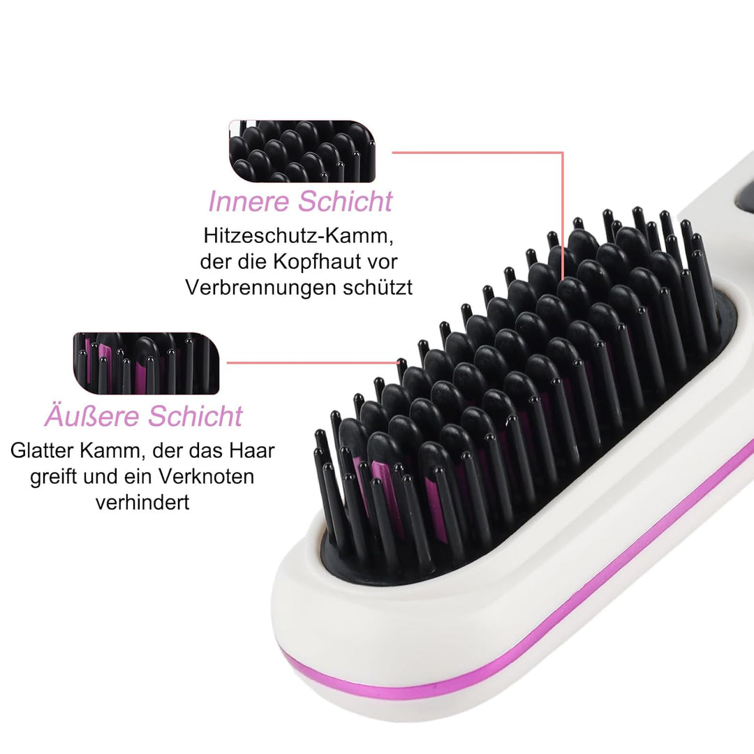 Stylingbürste für kurze Haare kabellos Haarglätter Bürste, Haarglätterbürste, tragbare Haarbürste el