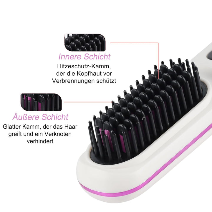 Stylingbürste für kurze Haare kabellos Haarglätter Bürste, Haarglätterbürste, tragbare Haarbürste el