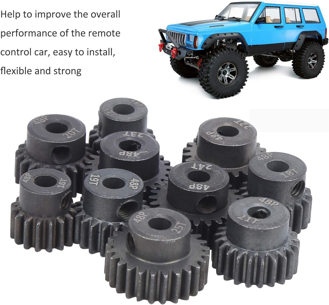 Dilwe RC Motor Gear, 10 Stück/Set 16T - 25T 7075 48P Stahl Motor Zahnrad Ritzel RC Zubehör Geeignet
