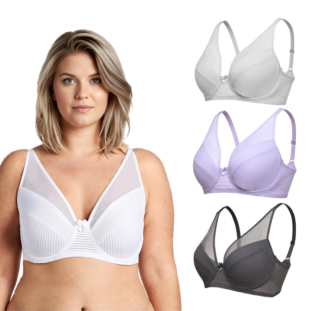 Curve Muse Damen Übergrösse Minimierer Ungefüttert Bügel Vollständige Abdeckung BH 75D Lavendel, Gra