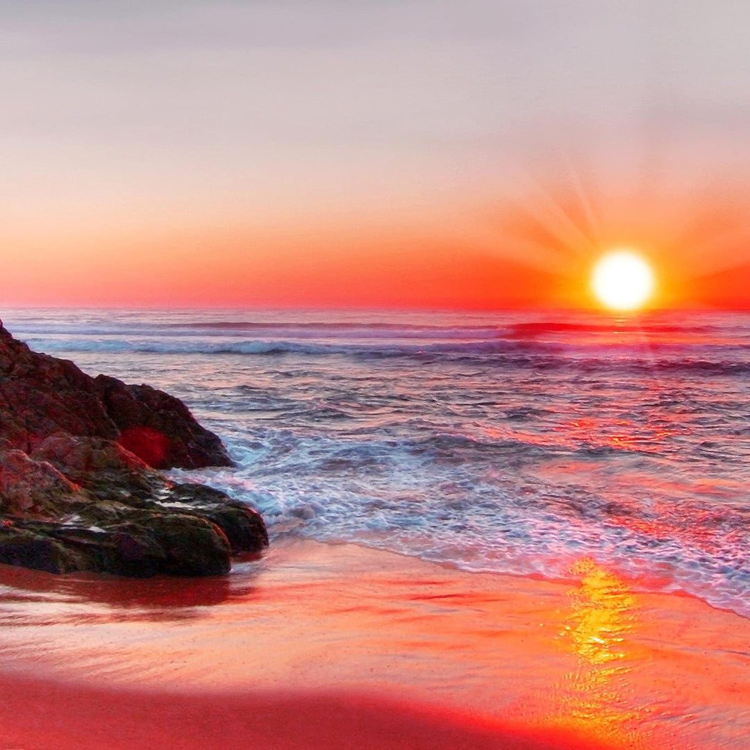 Runa Art Wandbilder Sonnenuntergang Strand 5 Teilig Bild auf Vlies Leinwand Deko Schlafzimmer Wohnzi