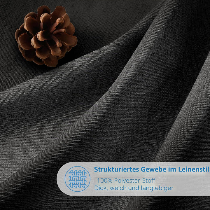 VANZAVANZU Duschvorhang Leinen mit Metall Duschvorhangringe Stoff Textil Badewannenvorhang Anti Schi