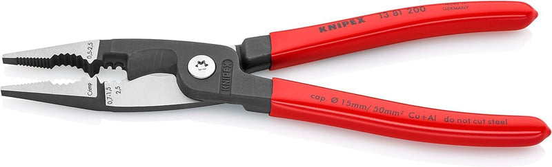 Knipex Elektro-Installationszange schwarz atramentiert, mit Kunststoff überzogen 200 mm 13 81 200