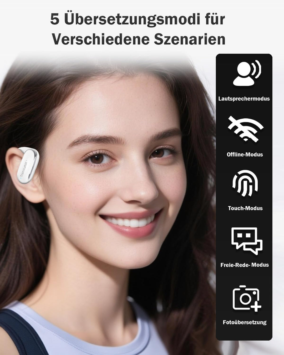 KI Übersetzer Kopfhörer Ohne Internet, 3-in-1 Echtzeit Sprachübersetzer Kopfhörer mit 144 Online &amp; 1