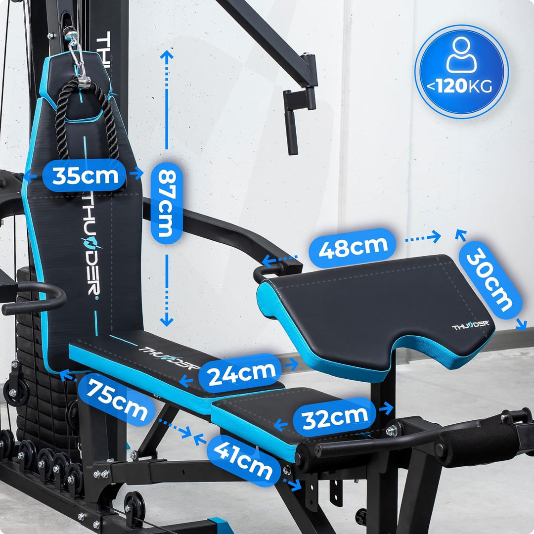 THUNDER Multifunktionale Kraftstation Home Gym Fitnessstation mit Kabelzug & Muskelaufbau Training Z