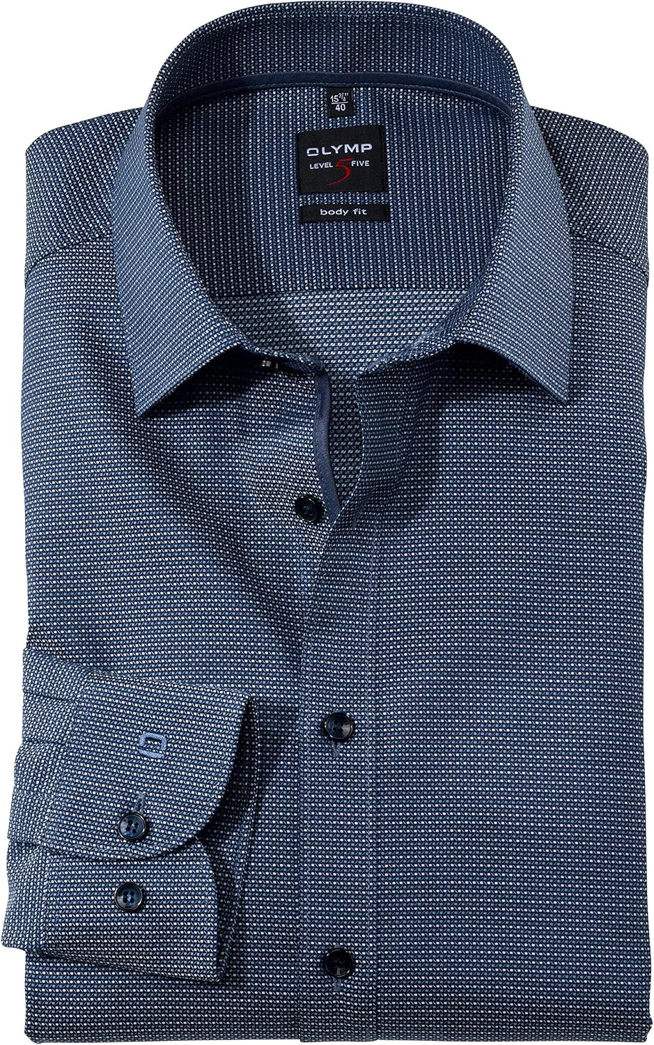 OLYMP Level Five Body fit Hemd Langarm Muster blau 44 Blau, 44 Blau