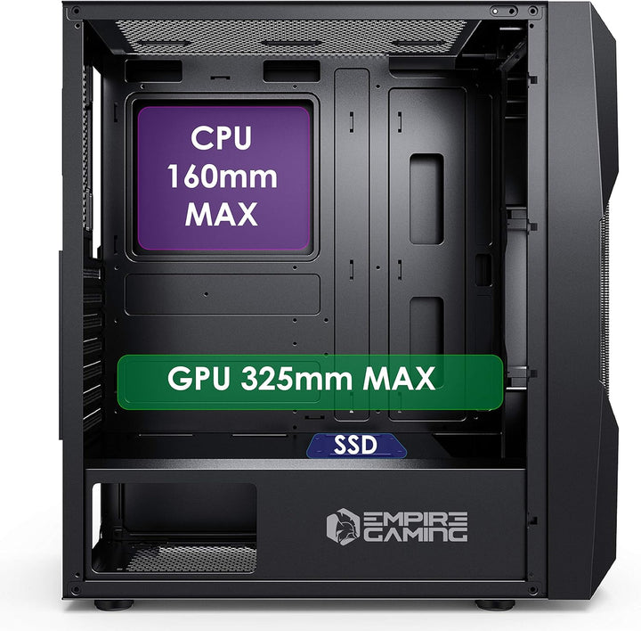 Empire Gaming - PC-Gamer-Gehäuse Onyx - ARGB Mittlerer Turm ATX, mATX, ITX - 4 adressierbare RGB-LED