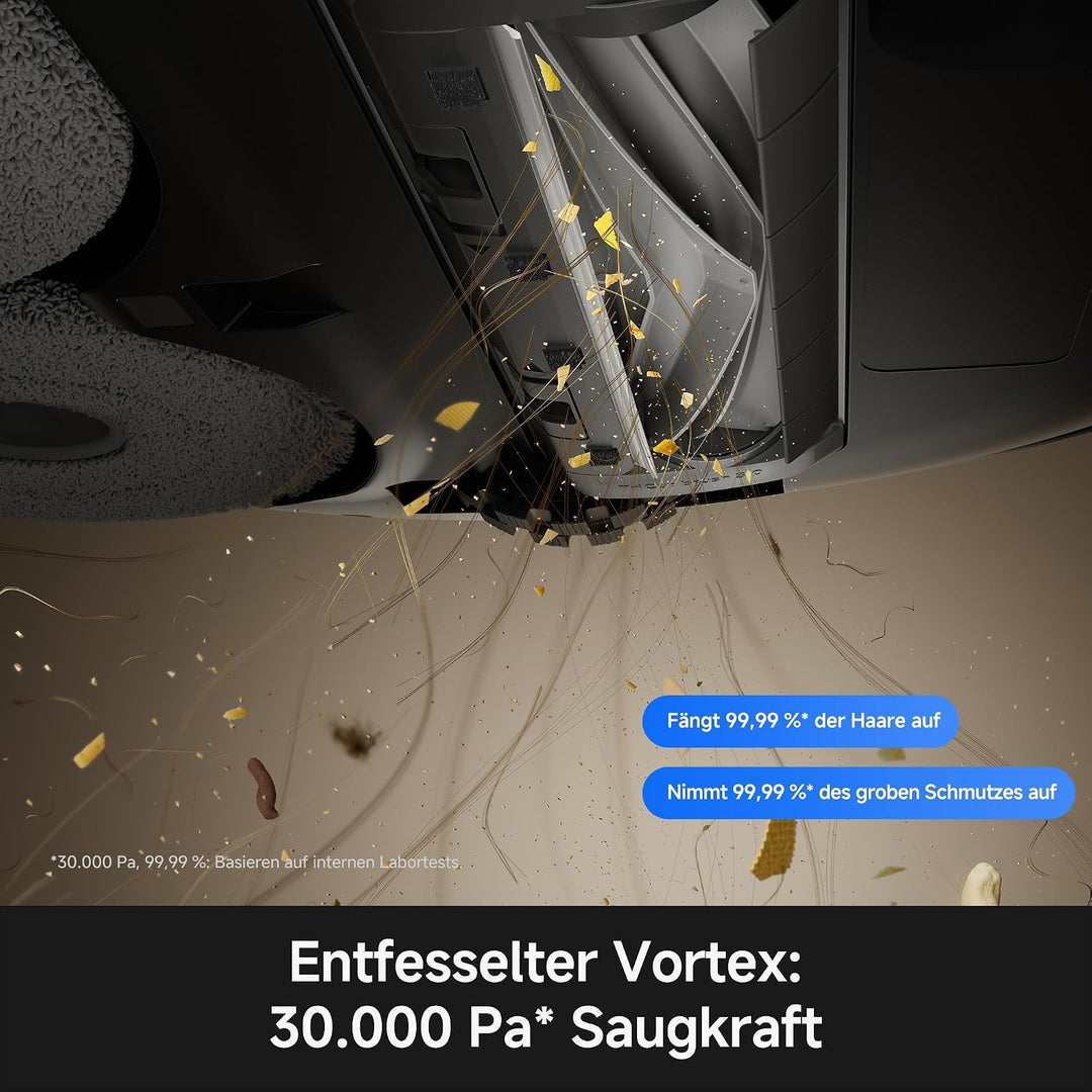 MOVA P70 Pro Ultra Saugroboter 30.000Pa Saugkraft Schwarz | 260 U/min Wischmoppmotor mit 12N Anpress