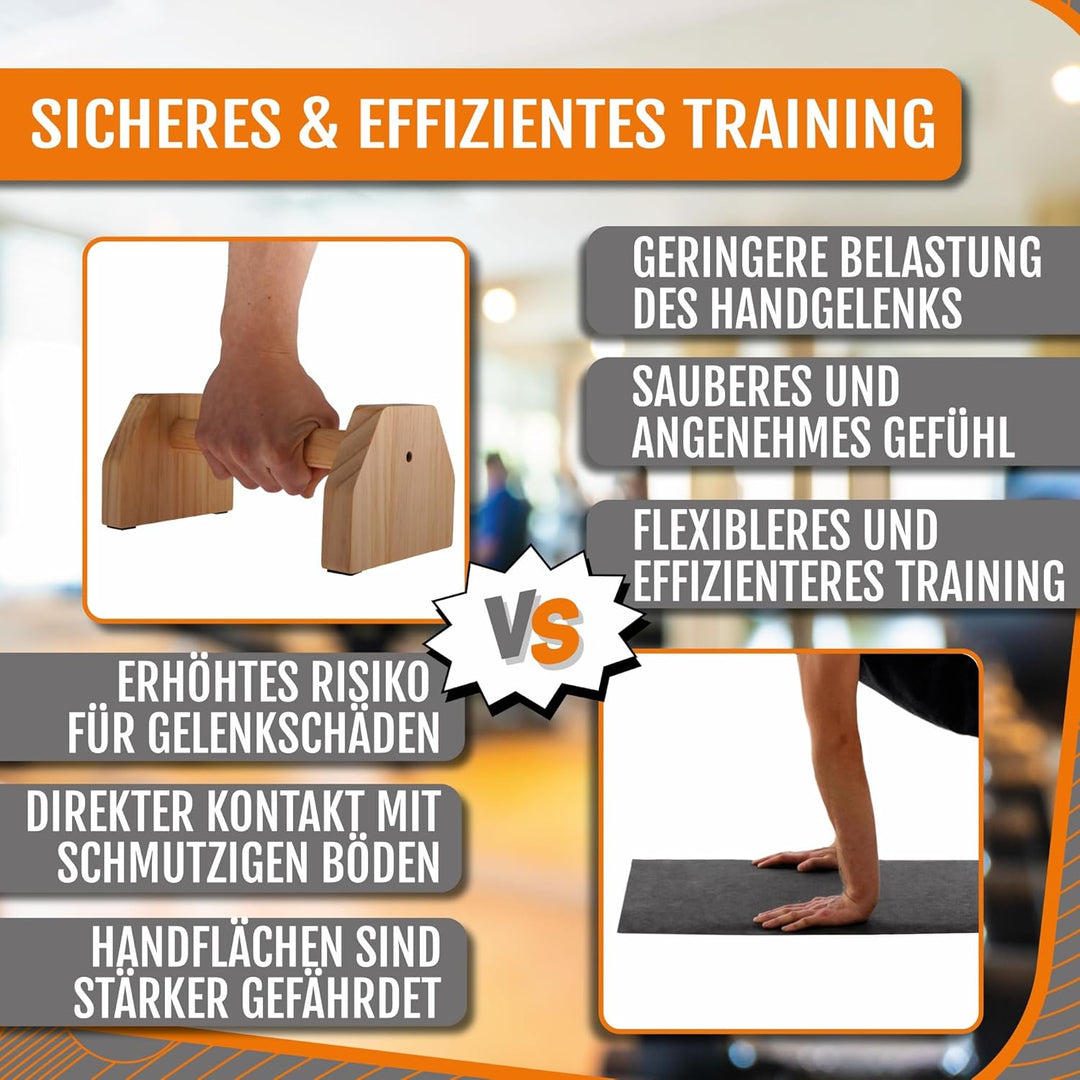 Liegestützgriffe aus Holz – Ergonomische Handstandgriffe, rutschfeste Push-Up Bars für Calisthenics,