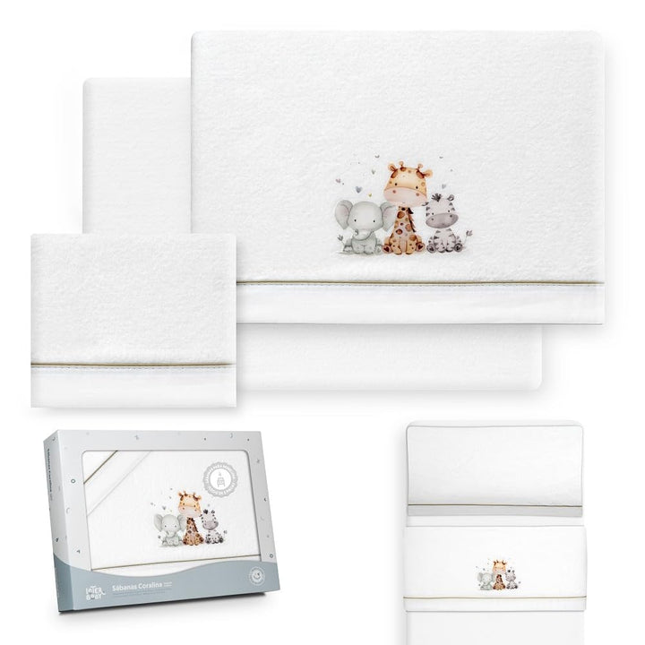 Interbaby - Bettwäsche-Set für Kinderbett, 50 x 80 cm, Baby - Winter-Bettwäsche aus Coralina-Stoff -