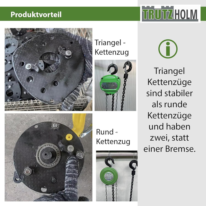 TrutzHolm® Flaschenzug Seilzug Kettenzug Hebezug Ratschenzug 2000 kg / 2 t Tragkraft - 3000 mm / 3 m