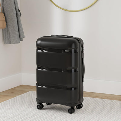 KONO Koffer Trolleys Reisekoffer mit TSA Schloss L (65cm Mittelgross Koffer) Schwarz, L (65cm Mittel