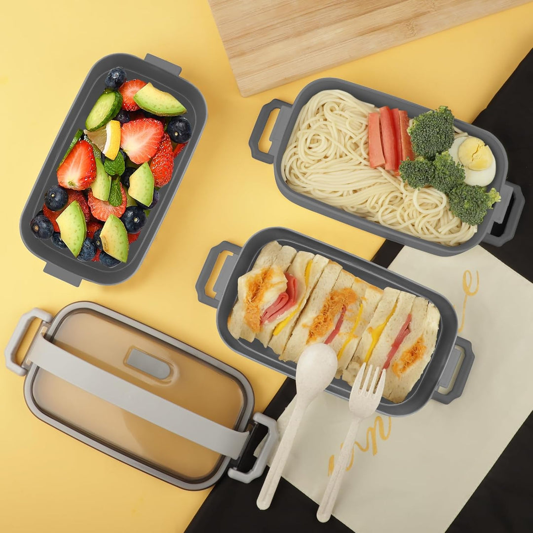 Lunchbox,Bento Box für Erwachsene Kinder,Brotdose Kinder mit Fächern,3-lagige Auslaufsichere Bento L