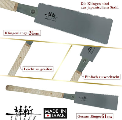 SUIZAN Japansäge Holzsäge Ryoba 240mm Zugsäge Japanische Säge Handsäge Holz Holzbearbeitungswerkzeug