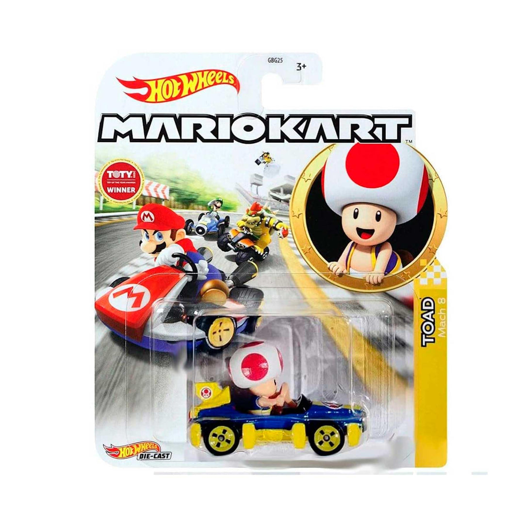 Hot Wheels DieCast-Modell TOAD KART MACH 8 Version von SUPER MARIO KART Massstab 1:64 – 5 cm