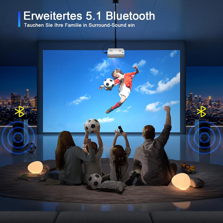 2026 XuanPad Verbessertes WiFi Bluetooth Weiss Mini Beamer, 21000L Mini Projektor HD 1080P Unterstüt
