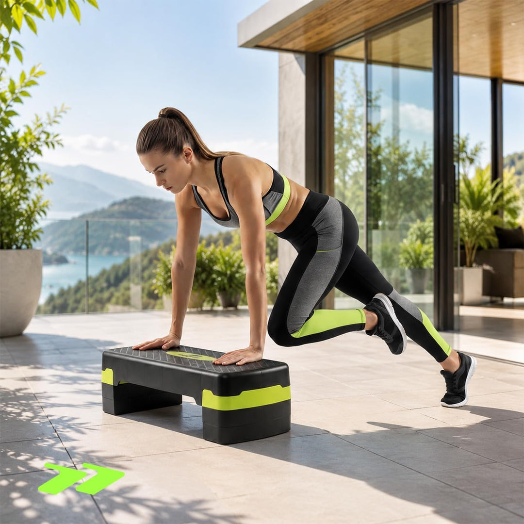 Stepper Fitness Aerobic Step 3 Stufen 10/15/20 cm, 120 kg 67 x 27 cm, Höhenverstellbares Steppbrett