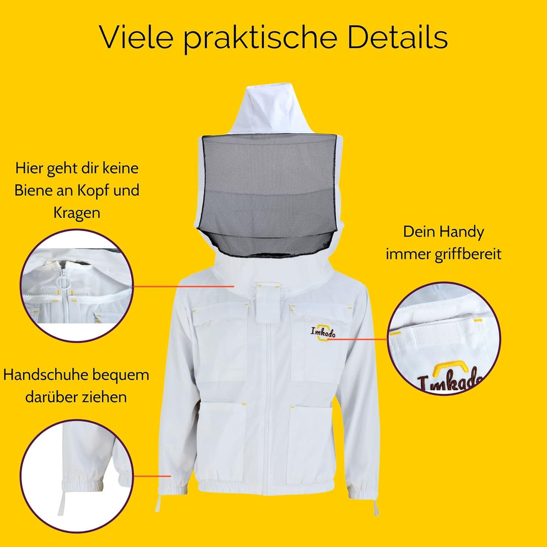 Imkado Imkerjacke, Schutzbekleidung für Imker - Schutz vor Bienenstichen - Schutzhemd, Schutzkleidun