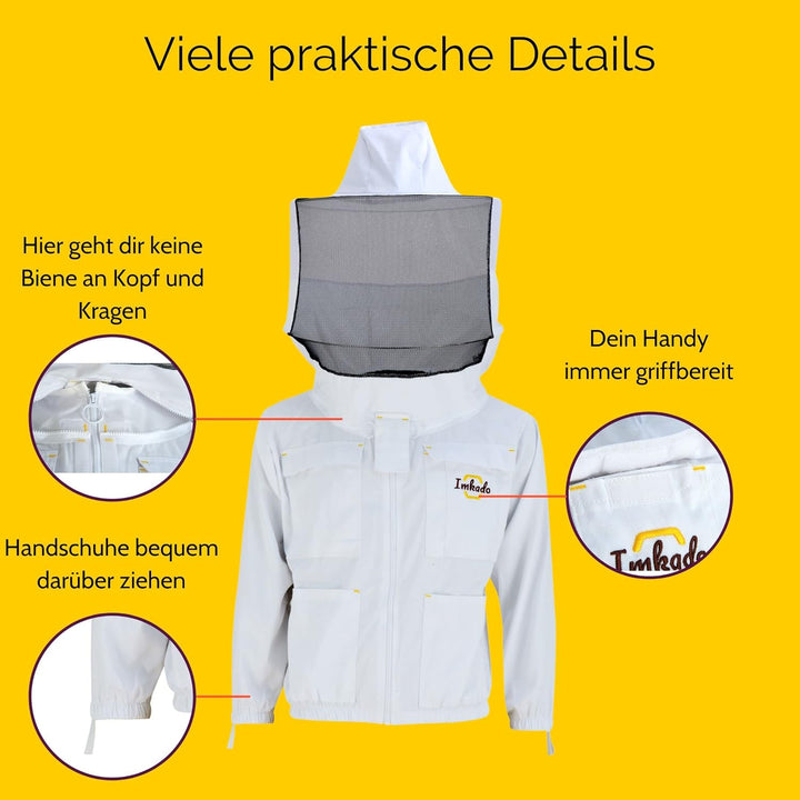 Imkado Imkerjacke, Schutzbekleidung für Imker - Schutz vor Bienenstichen - Schutzhemd, Schutzkleidun