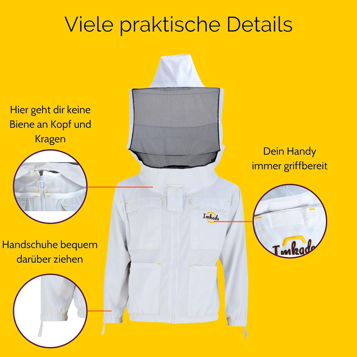 Imkado Imkerjacke, Schutzbekleidung für Imker - Schutz vor Bienenstichen - Schutzhemd, Schutzkleidun