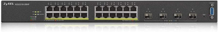 Zyxel 24-Port Gigabit Layer 2 Managed Switch mit PoE+ mit 375 Watt max., 4x 10G [XGS2210-28HP], XGS2