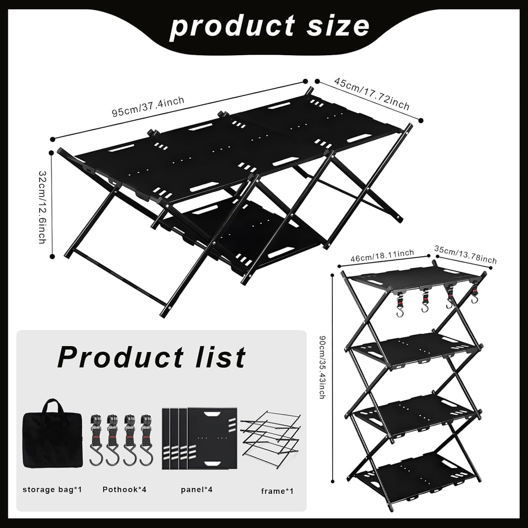 Klapptisch Campingtisch Camping Schrank Klappbar 2-in-1 Kohlenstoffstahl 95x 45x 32cm, Beine für Par