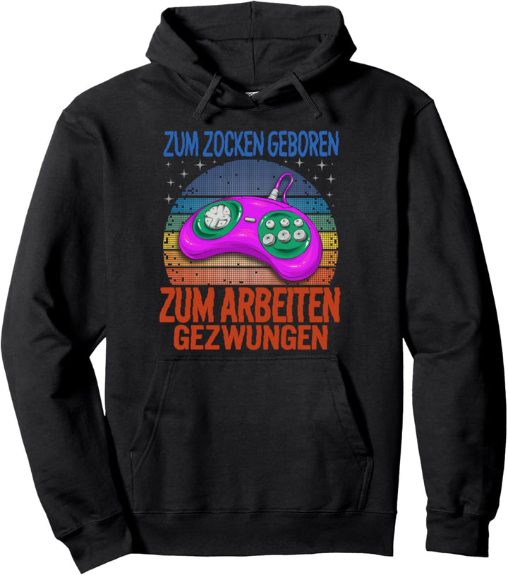 Zum Zocken Geboren Zocke Gaming Kopfhörer Gamer Videospiele Pullover Hoodie