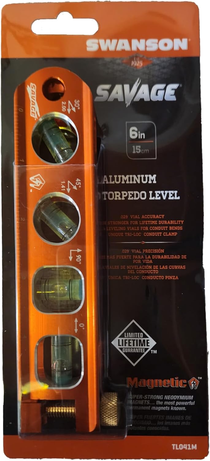 Swanson Werkzeug 6 schwere Magnetische Torpedo Wasserwaage, TL041M 15 cm, 15 cm