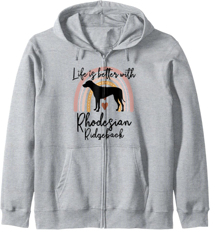 Life Better Rhodesian Ridgeback Regenbogen-Hund Damen Kapuzenjacke