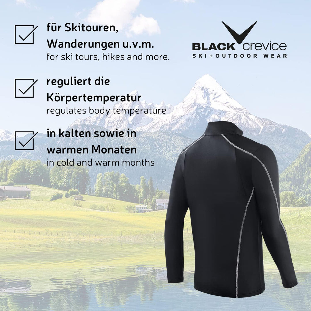 Black Crevice Herren Skirolli I Herren-Funktionsshirt Grössen I atmungsaktives Herren-Langarm-Funkti
