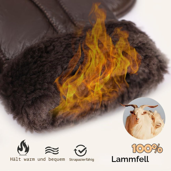 MGGMOKAY Damen Fäustlinge für Winter Damen Lammfell Shearling Fäustlinge Winter Lederhandschuh S Bra