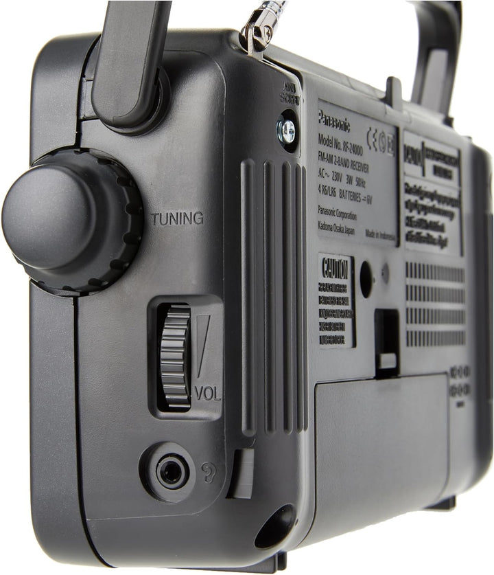 Panasonic RF-2400DEG-K Tragbares Radio mit Griff, Netz- oder Batteriebetrieb schwarz Single, Single