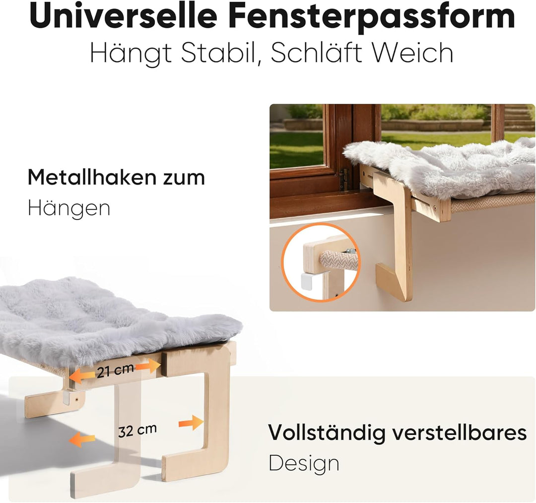 FUKUMARU Katzen Hängematte Fenster Katzenbett Fensterbank für Katzen, Fensterliege mit weichem Kisse