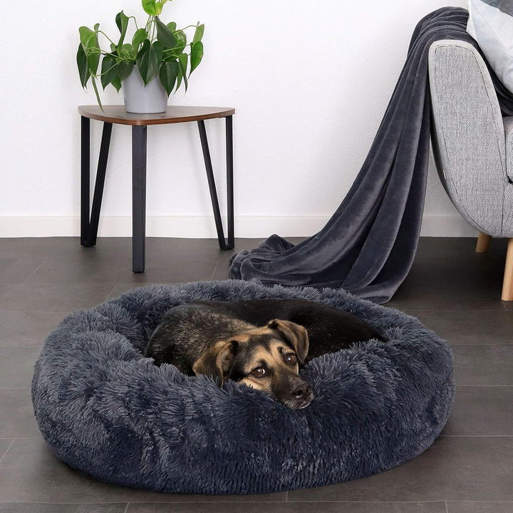 lionto Hundebett rund Hundekissen Hundesofa Katzenbett Donut, (XL) 70 cm Ø dunkelgrau L 70 x B 70 x